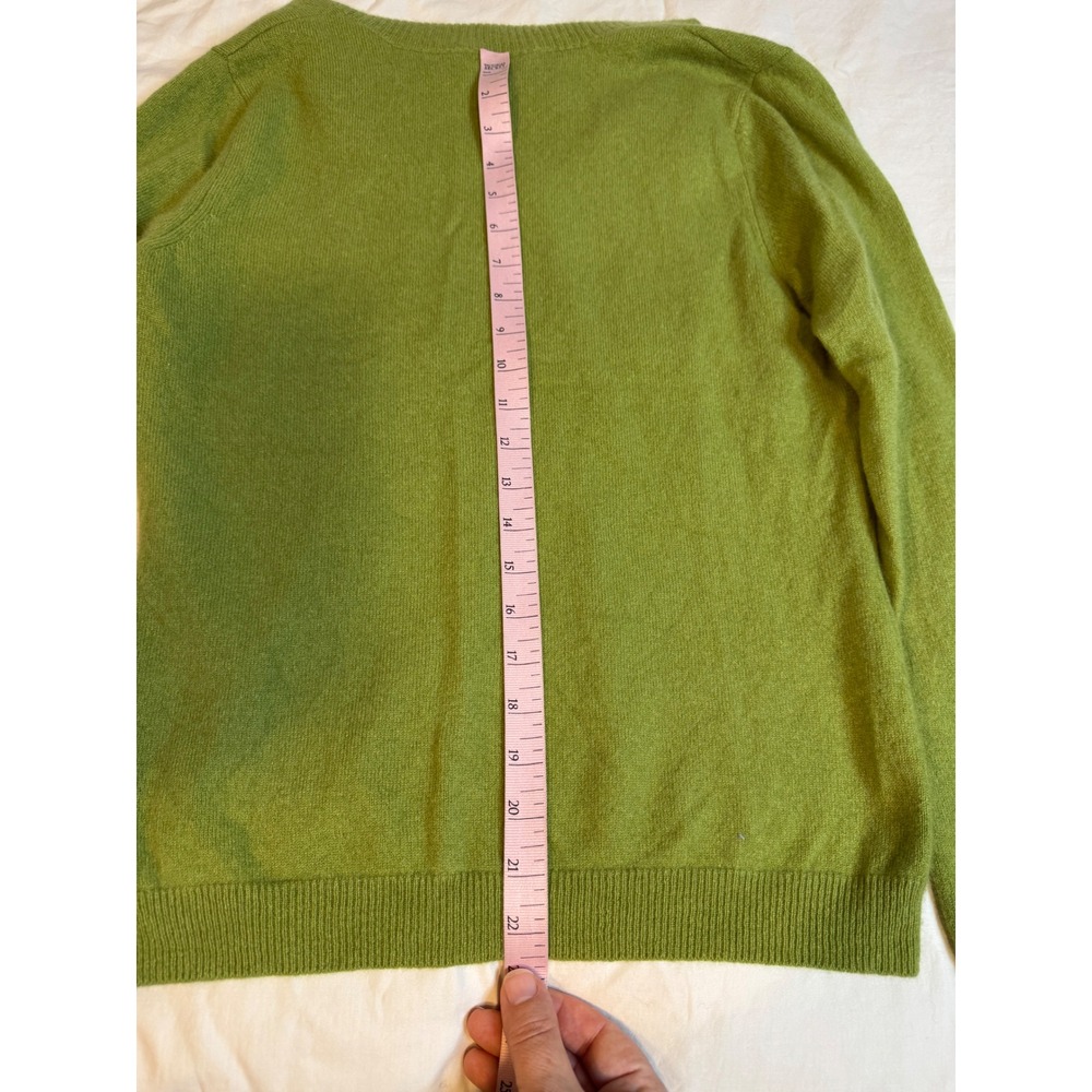 Prive Cashmere Green Shawl Collar V-Neck Sweater 100% Cashmere Large - Picture 8 of 8